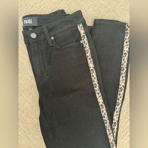 NWT Paige Hoxton Ankle Black Jeans with Animal Print